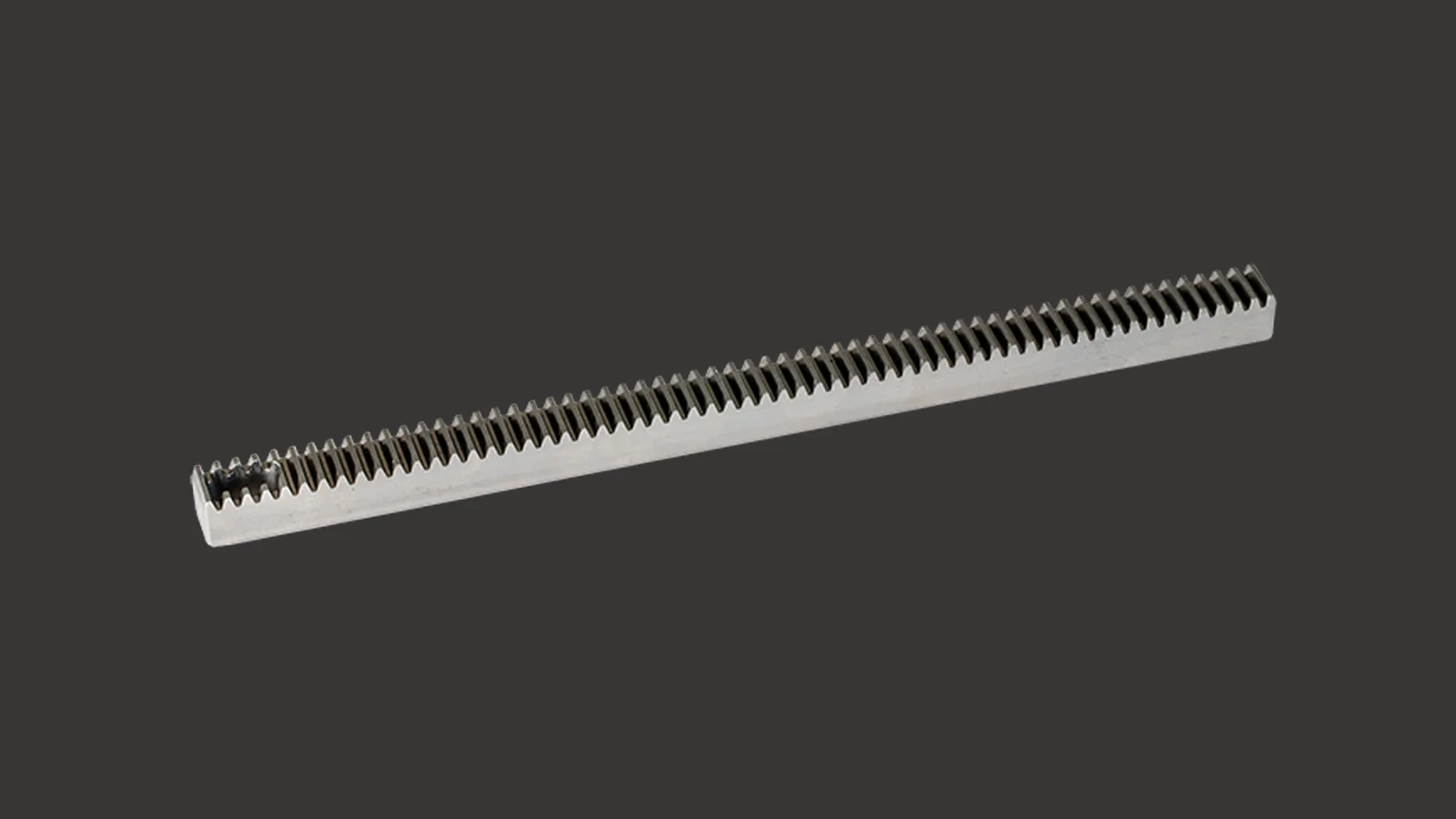 Straight steel rack with uniformly milled teeth along its entire length